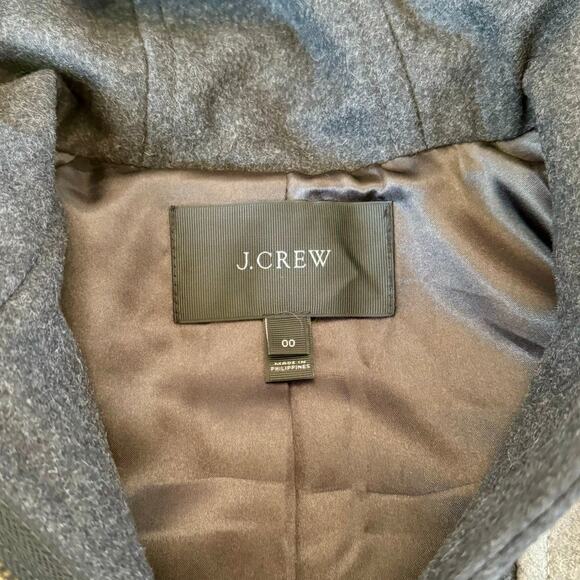 J.Crew Women's Melton Wool Toggle Colorblock Gray Hooded Peacoat Jacket Size 00 - Picture 7 of 7